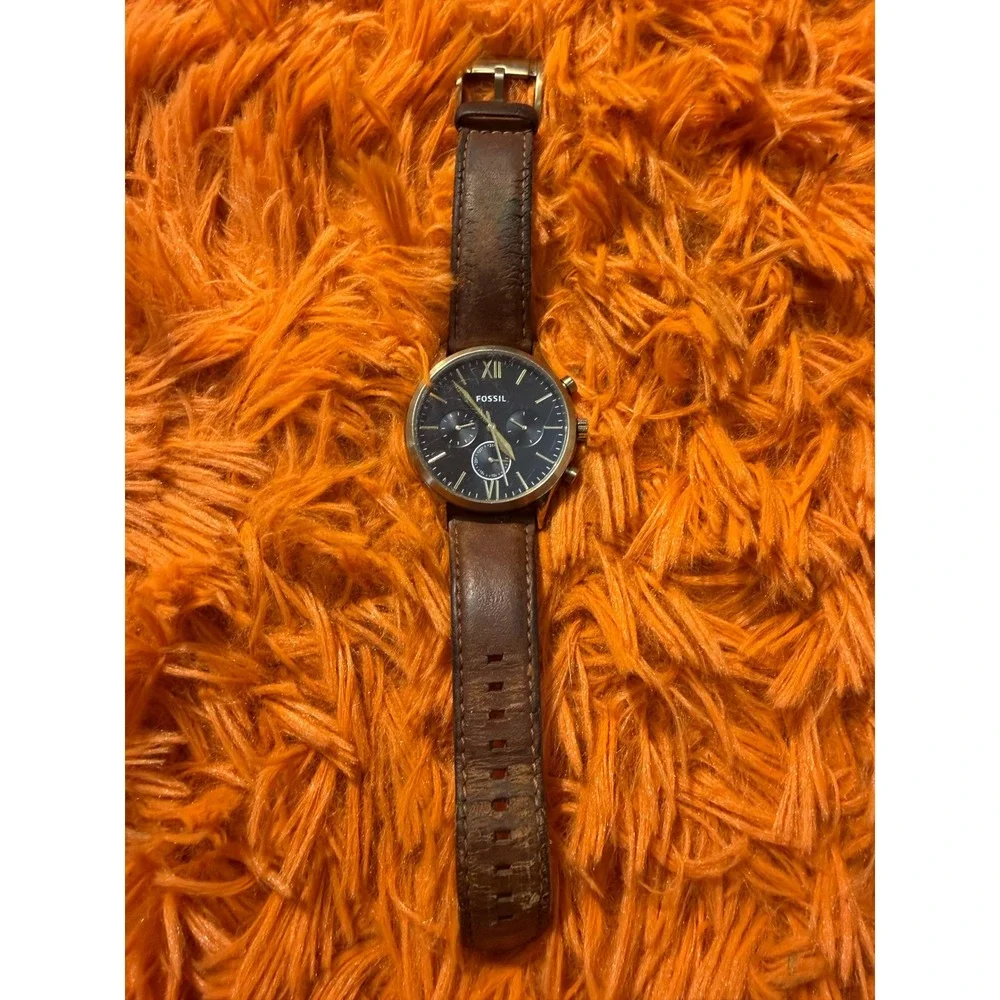 Fossil Neutra Chronograph Gold Tone Black Dial Brown Leather Watch BQ2404 Mens